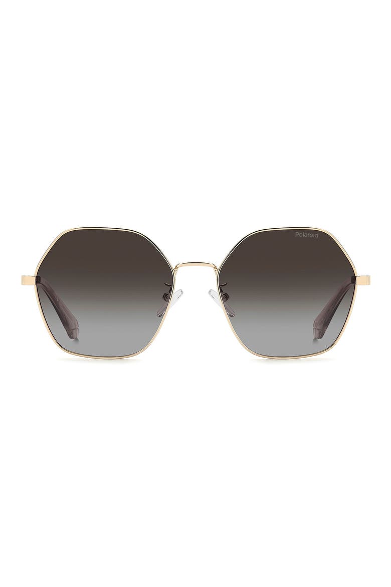 56mm Polarized Gradient Square Sunglasses, Main, color, GOLD BROWN/ BROWN