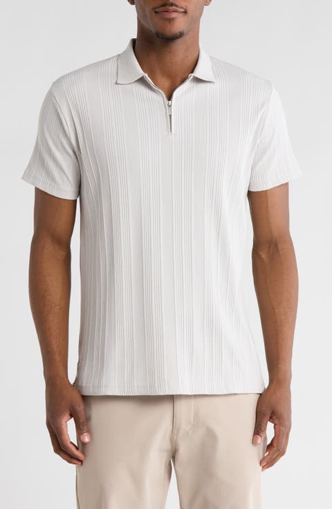 Solid Textured Zip Polo