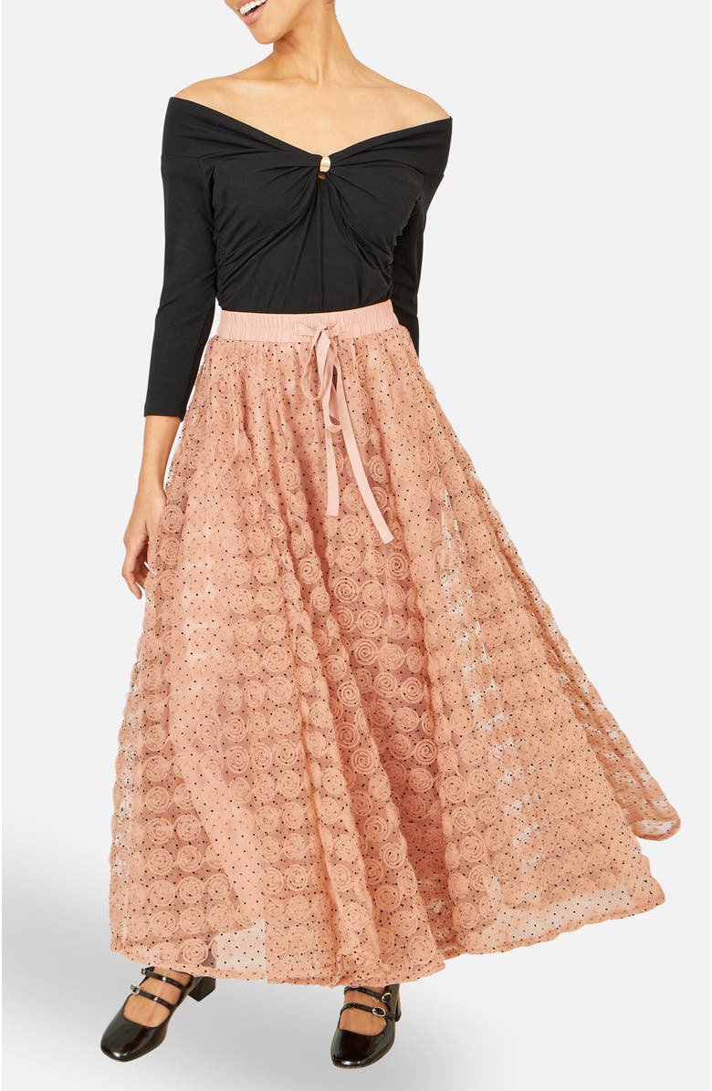 Yumi Spot And Rose Tulle Skirt, Alternate, color, Blush