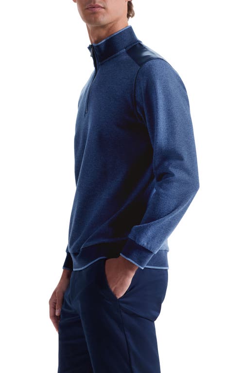 Bugatchi Mélange Quarter Zip Top In Blue