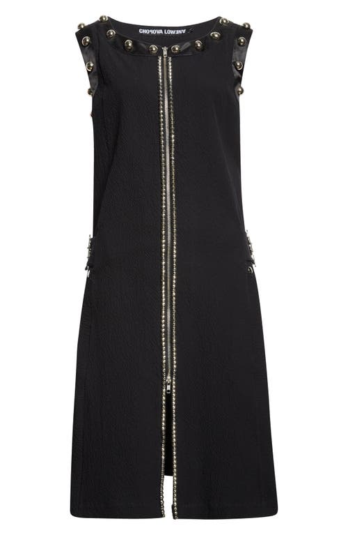 Chopova Lowena Cassidy Studded Seersucker Dress In Black