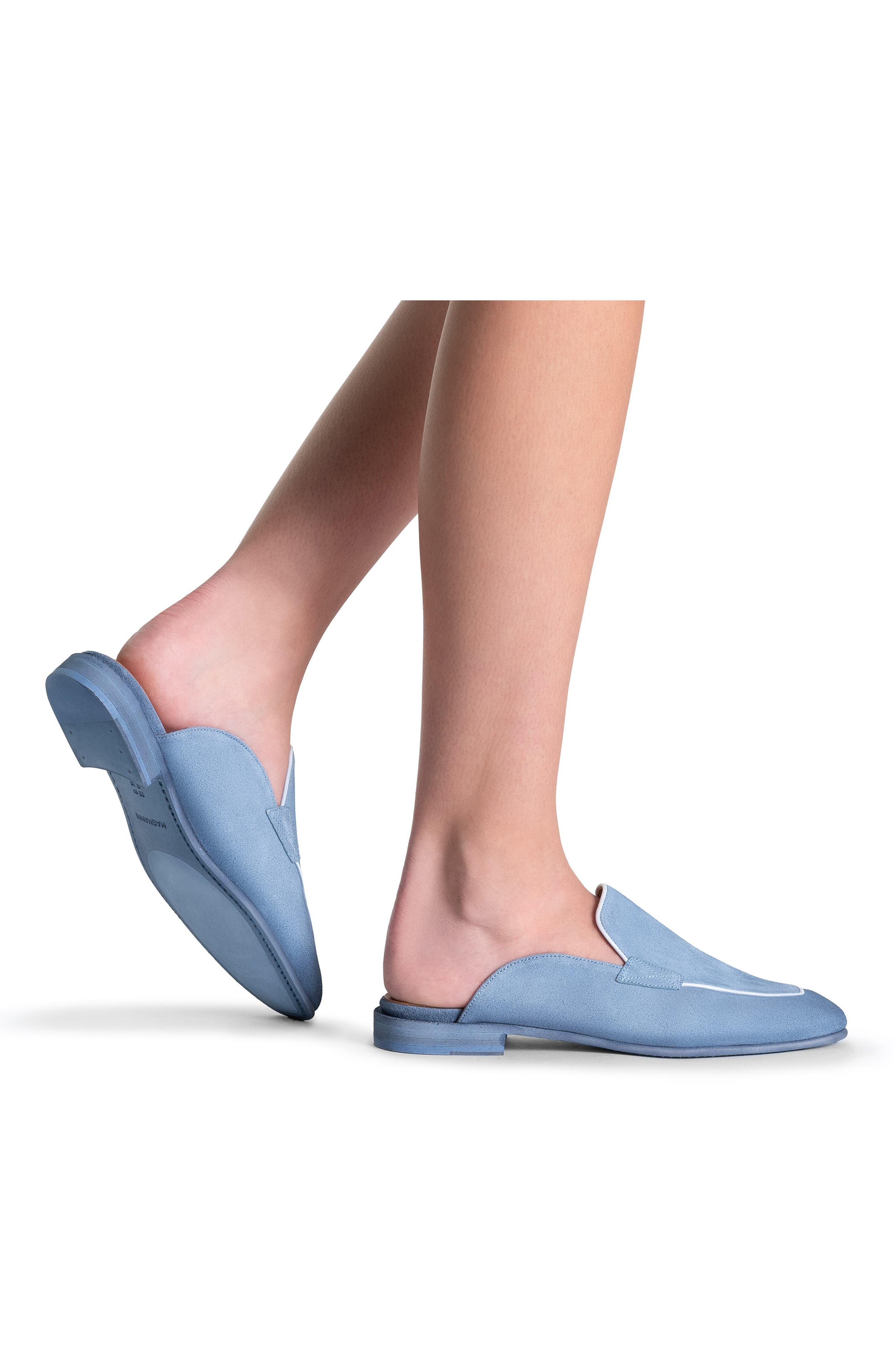 Bella Flat Mule, Alternate, color, BLUEBELL SUEDE