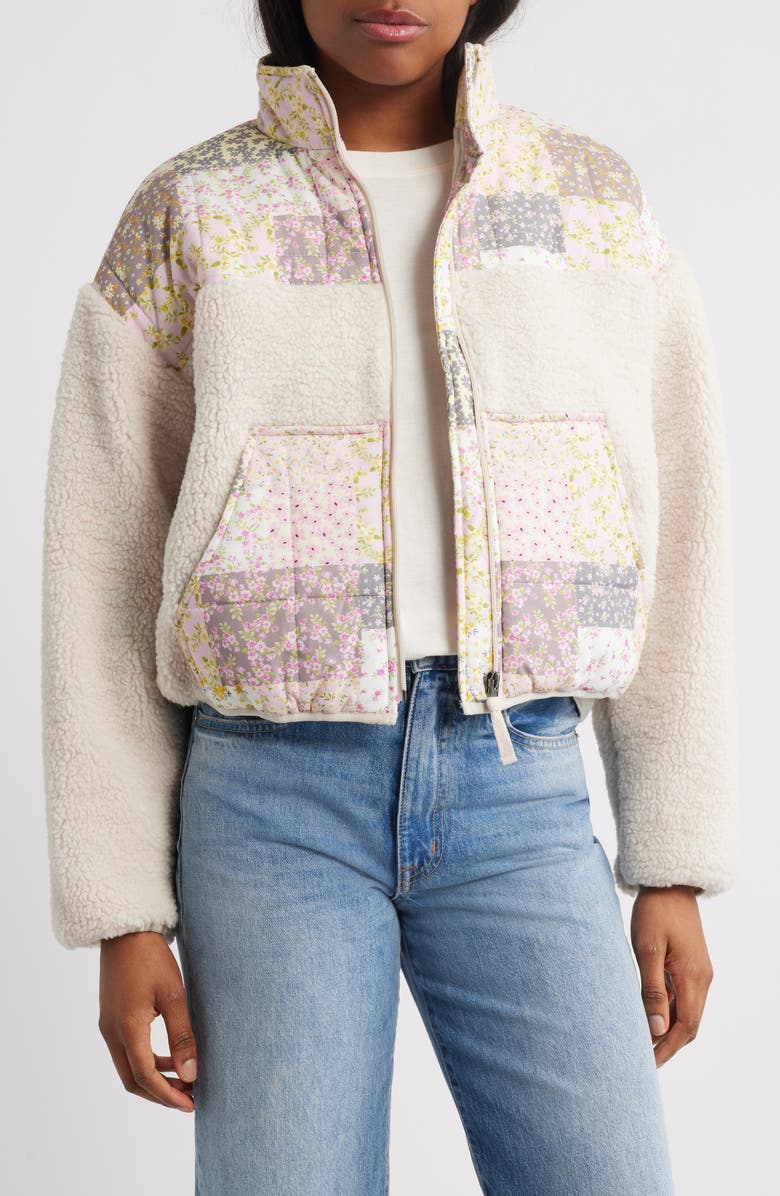 Thread 
Supply Cozy Quilted Pocket Jacket, Alternate, color, Pink Yellow Combo