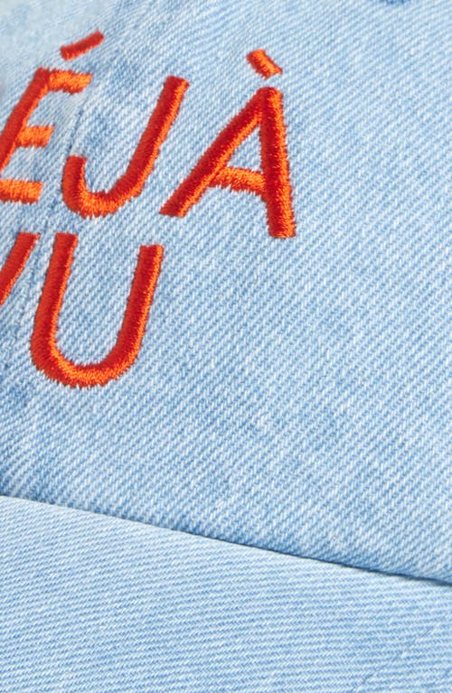Clare V Déjà Vu Denim Baseball Cap In Blue Bright Poppy Embroidered