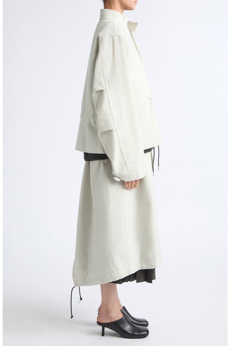 Wool Flannel & Nylon Twill Coat, Alternate, color, ECRU