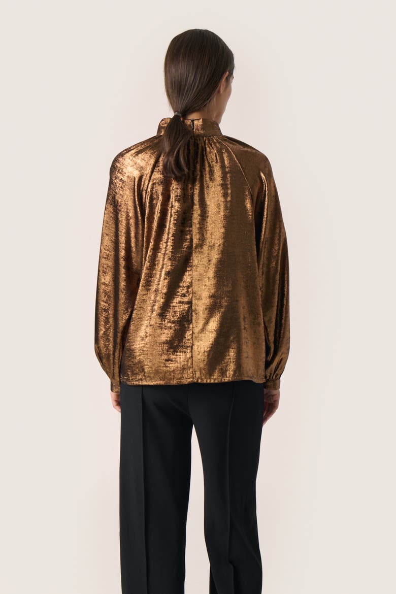 SLElvie Funnel Neck Metallic Blouse, Alternate, color, Copper