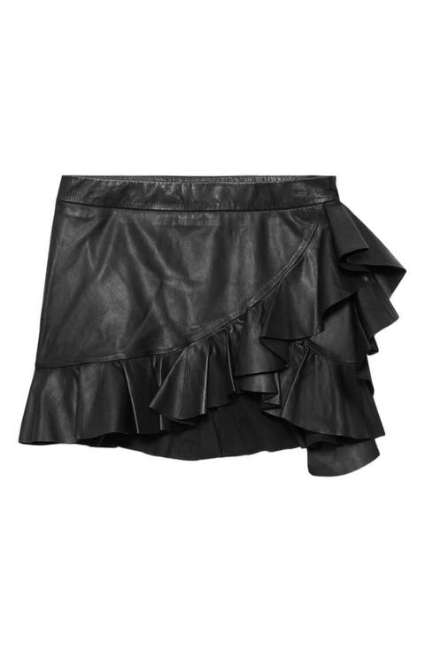 Luana Lea Ruffled Leather Miniskirt
