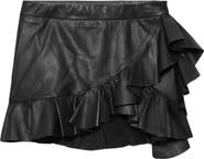 AllSaints Luana Lea Ruffled Leather Miniskirt