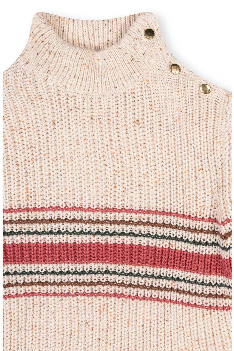 Kids' Organic Mock Neck Sweater with Buttons, Alternate, color, Ivory Multi Fleck