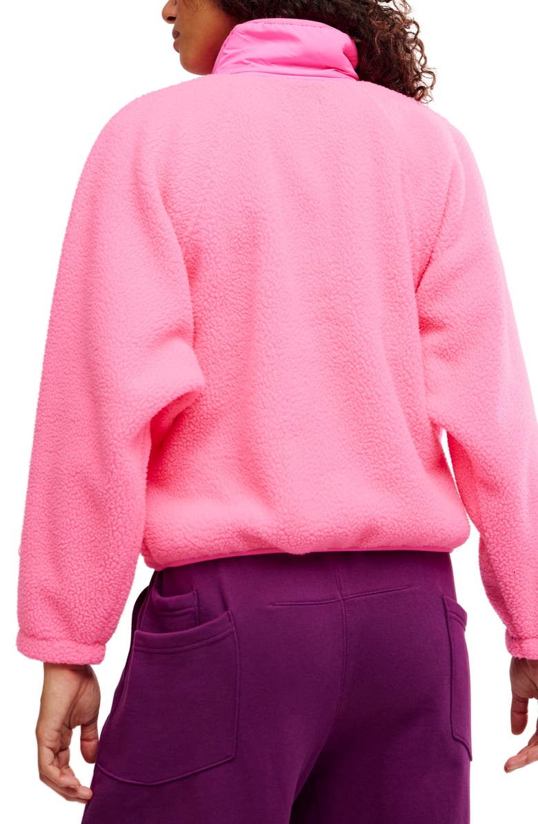 Free People FP Movement Hit the Slopes Fleece Jacket, Alternate, color, Hot Pink