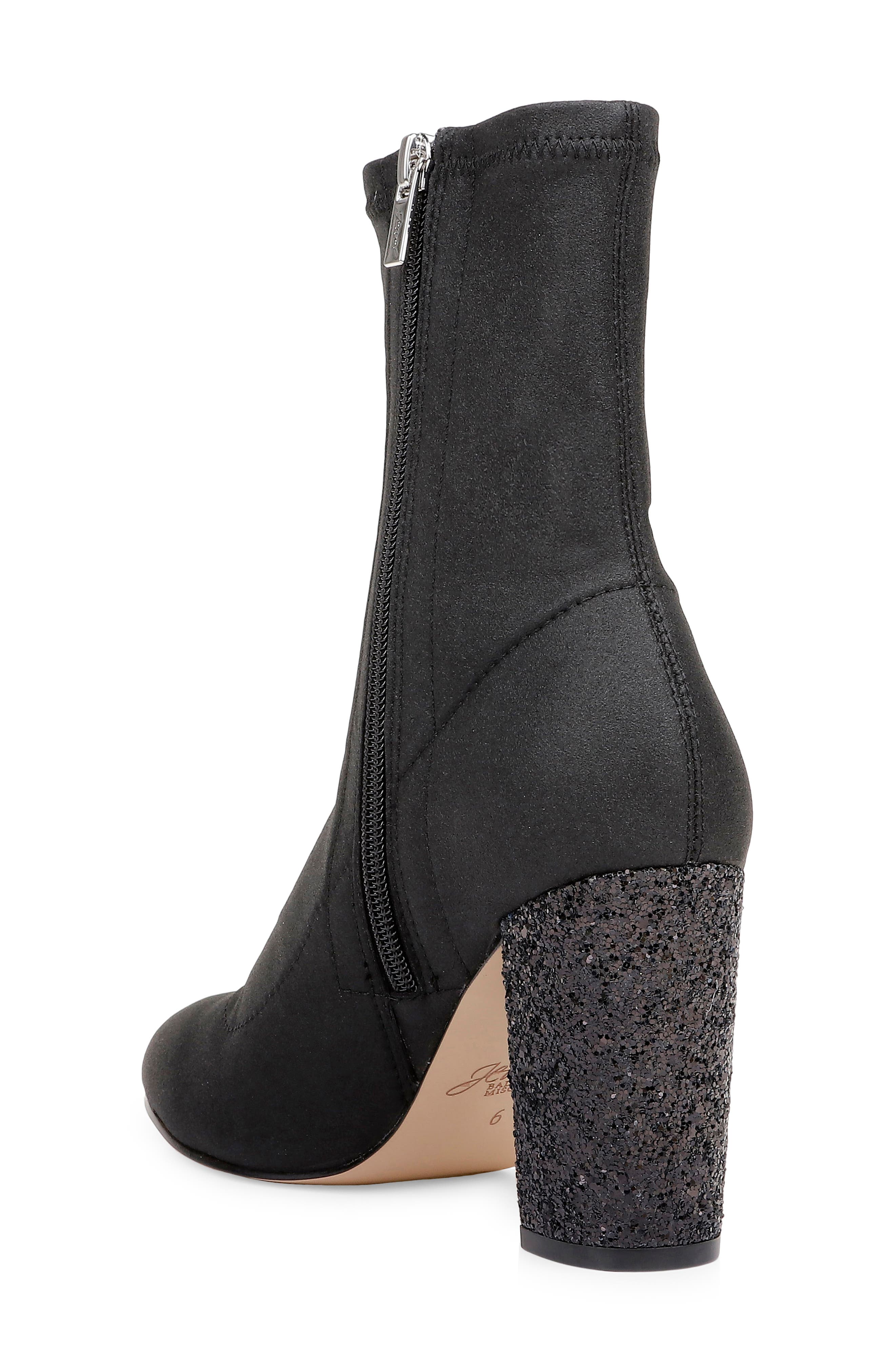 Jewel Badgley Mischka Jovanna Embellished Block Heel Bootie, Alternate, color, Black Fabric