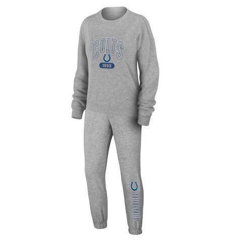 Women's WEAR by Erin Andrews  Heather Gray Indianapolis Colts Plus Size Knitted Tri-Blend Long Sleeve T-Shirt & Pants Lounge Set
