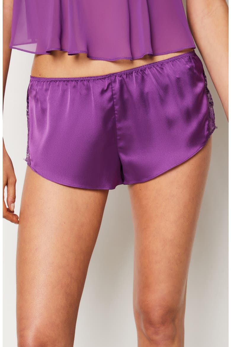 Audacieuse Lace & Satin Pajama Shorts, Alternate, color, PURPLE