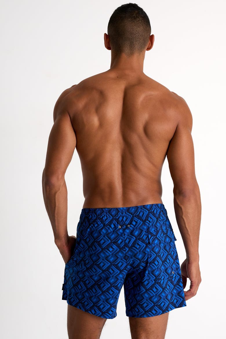 Classic fit stretch swim trunks, Alternate, color, Print