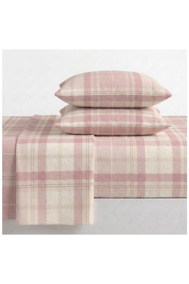 Mulholland Plaid Cotton Sheet Set, Alternate, color, MAUVE PINK