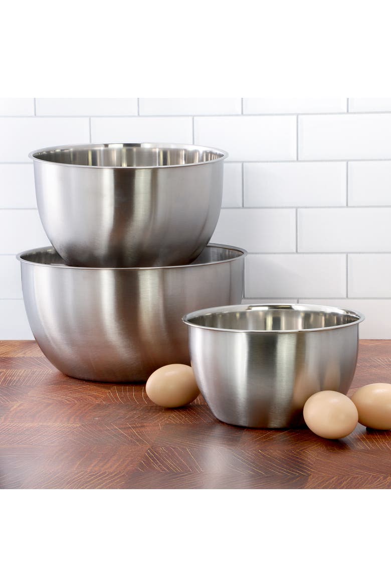3 Piece Stainless Steel All Purpose Mixing Bowl Set, Alternate, color, Silver