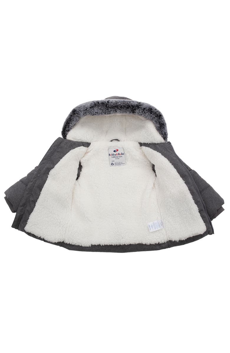 Rokka&Rolla Cozy Fleece Lined Warm Winter Coat with Hood, Alternate, color, Winter Grey