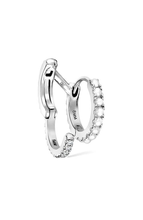 Maria Tash Pearl & Diamond Double Eternity Linked Hoop Earring & Cuff In Metallic