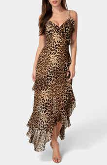 bebe Ruffle Chiffon Maxi Dress