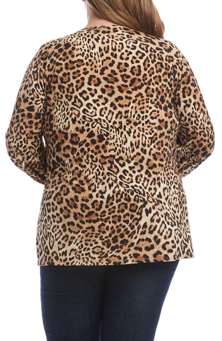 Karen Kane Leopard Print Tie Sleeve Top, Alternate, color,