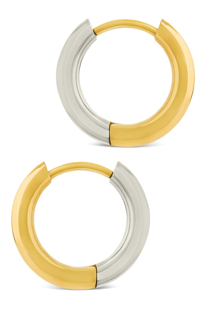 Two Tone Huggie Hoop Earrings, Alternate, color, DUAL TONE