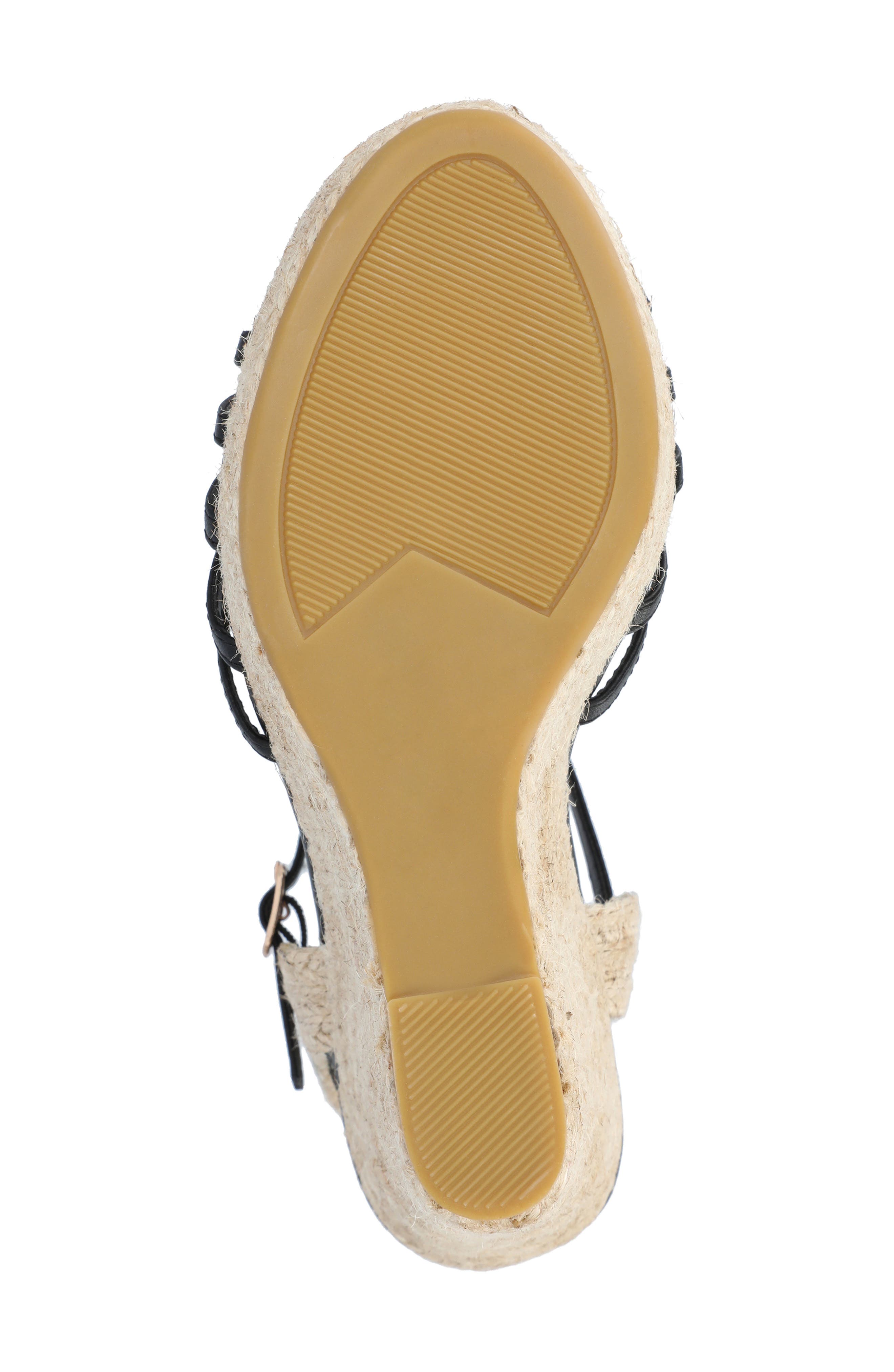 Journee Collection Yara T-Strap Espadrille Wedge Platform Sandal, Alternate, color, Black