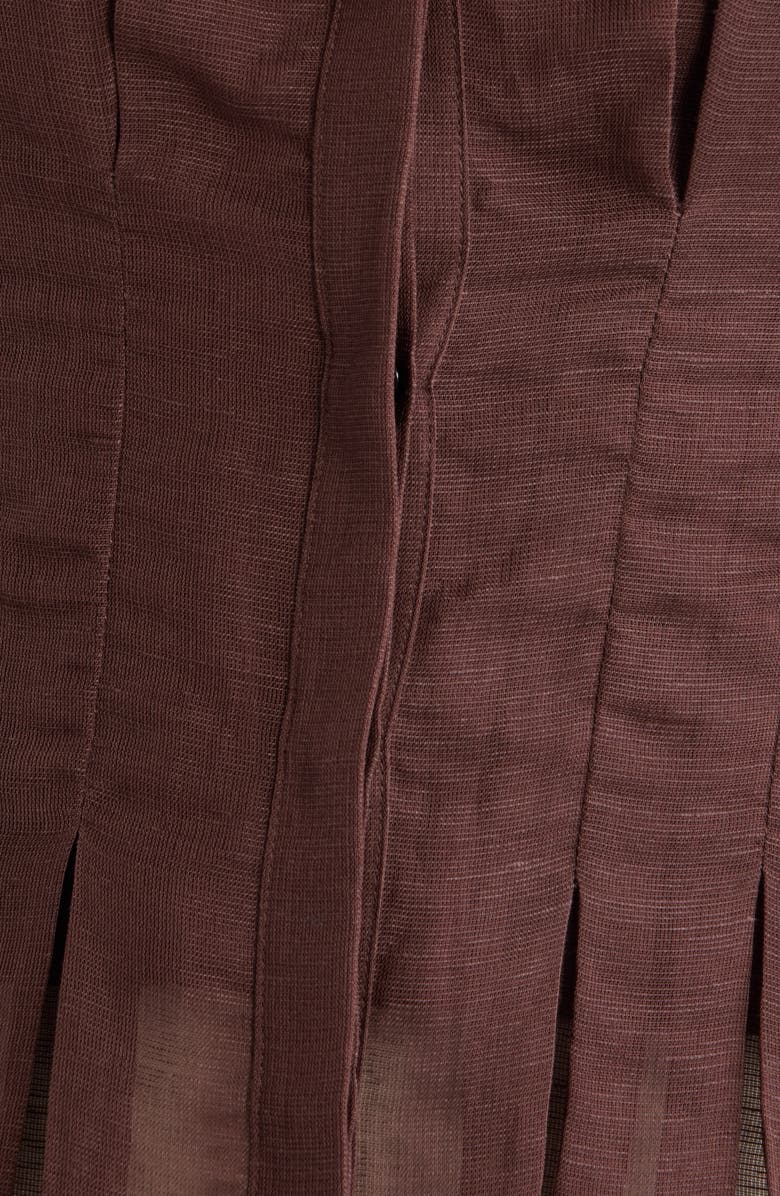 BOSS Badavina Pleat Waist Sheer Button-Up Shirt, Alternate, color, Mocha