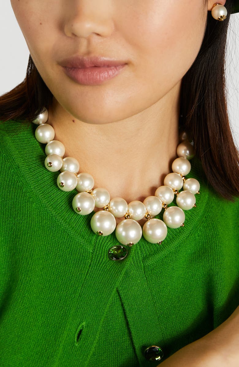 Kate Spade New York imitation pearl statement necklace, Alternate, color, 