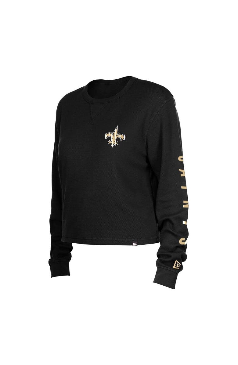 New Era Women's New Era Black New Orleans Saints Thermal Crop Long Sleeve T-Shirt, Alternate, color, Black