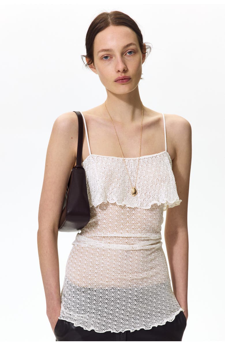 H&M Pointelle-knit Strappy Top, Alternate, color, White