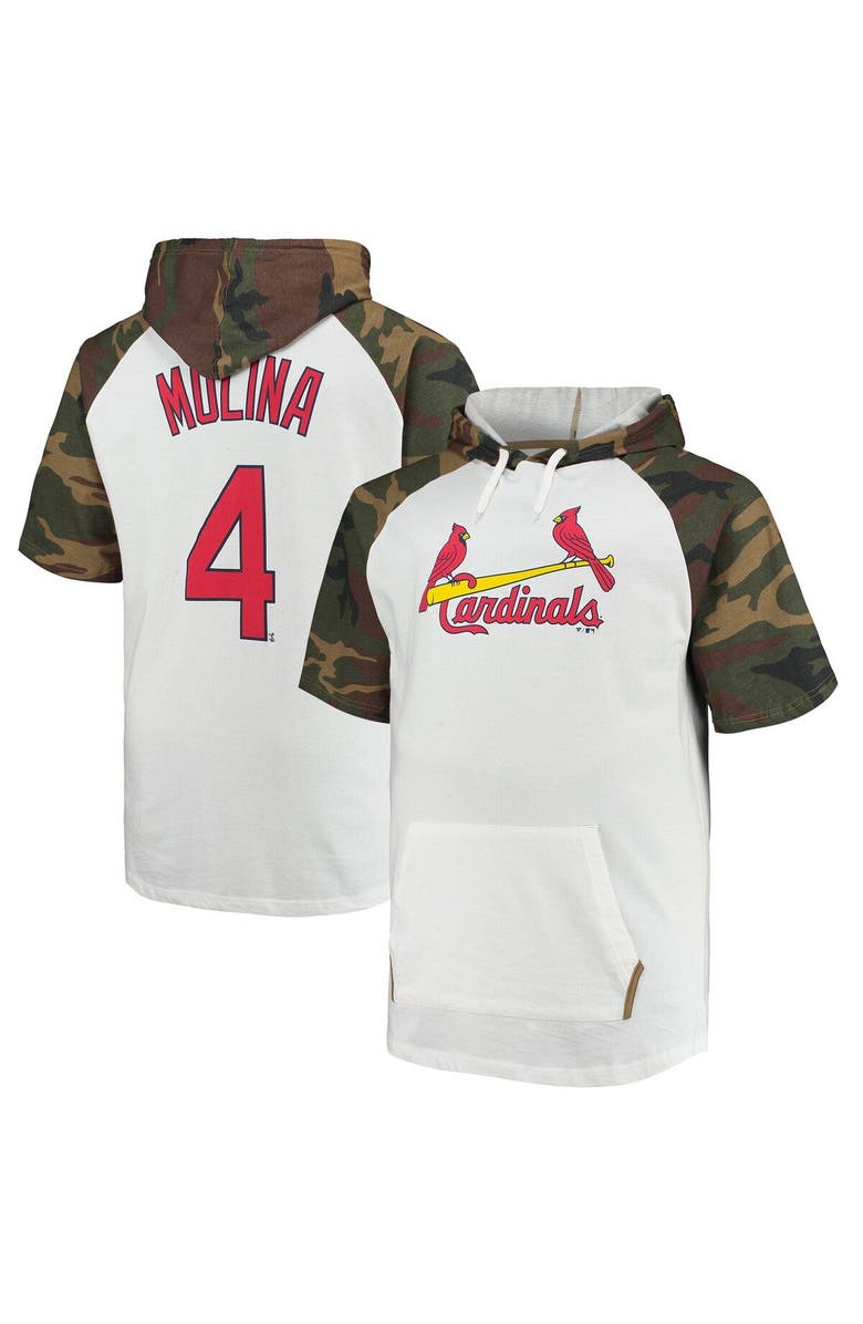 PROFILE Men's Yadier Molina White/Camo St. Louis Cardinals Player Big & Tall Raglan Hoodie T-Shirt, Main, color, White
