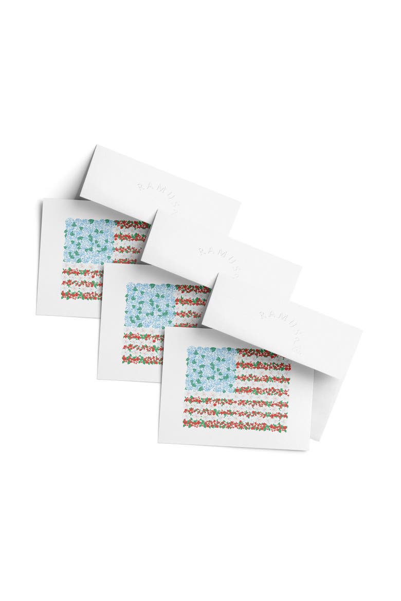 Flag Greeting Card Pack (3ct) "USA Floral Flag", Main, color, Multi-Pack