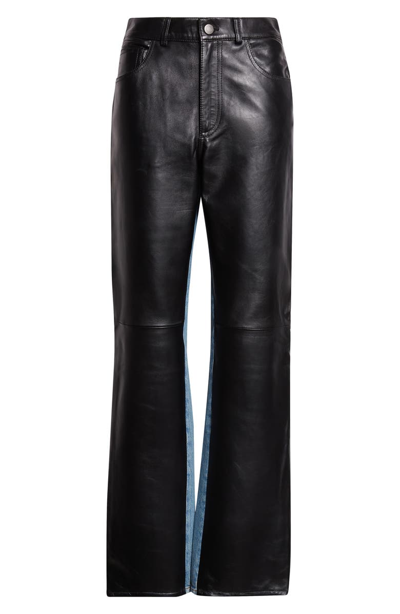 Haikure Star Denim Stripe Lambskin Leather Pants, Alternate, color, Blue Denim Leather