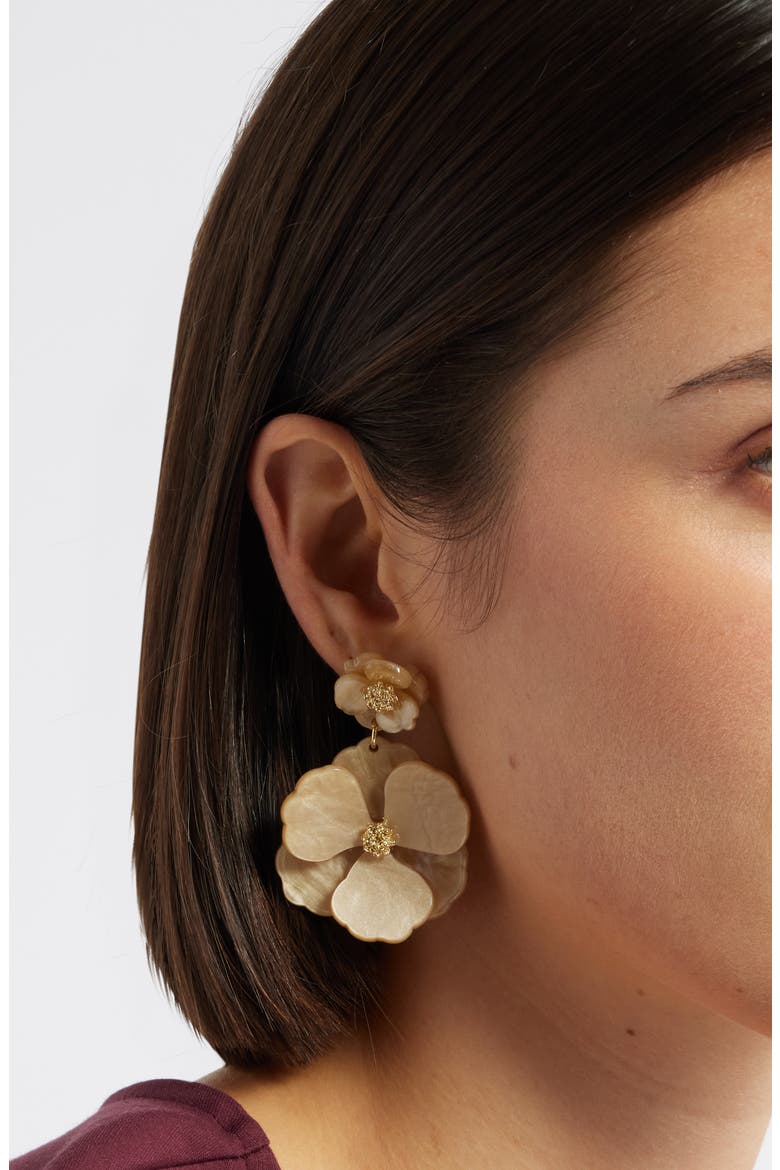 Pansy Drop Earrings, Alternate, color, CHAMPAGNE- GOLD