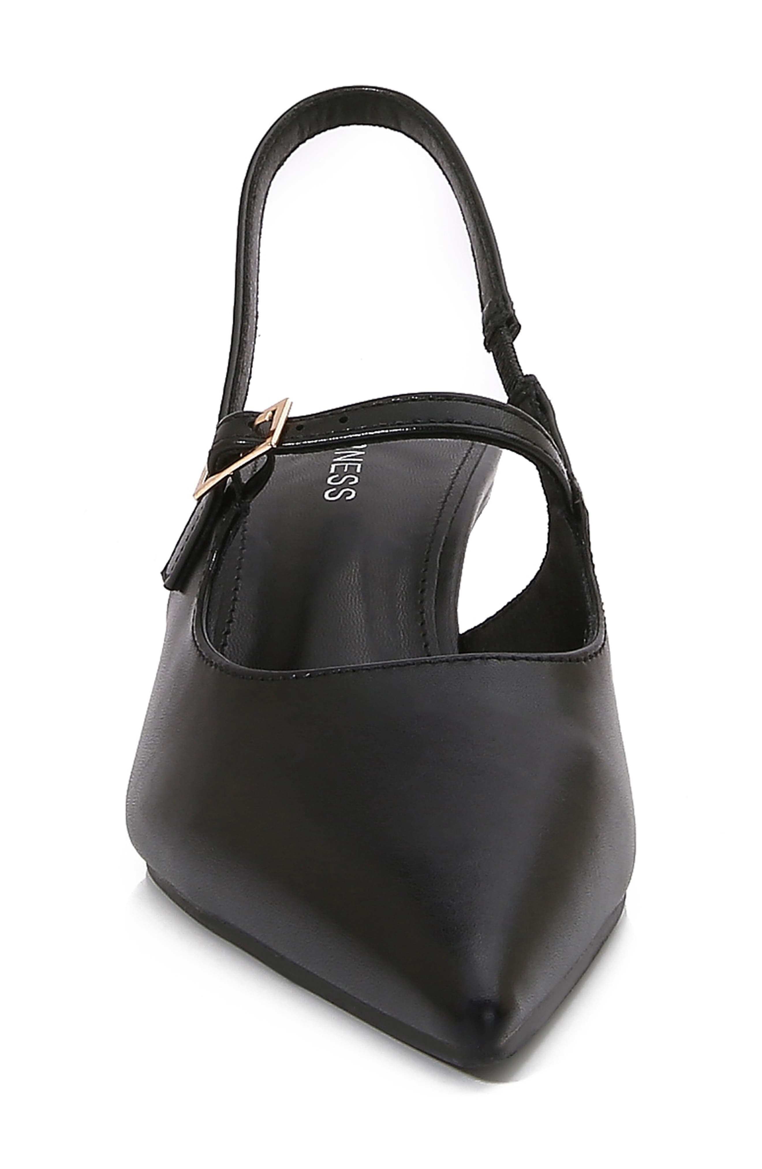 BERNESS Corrie Pointed Toe Buckle Slingback Kitten Heel Pump, Alternate, color, Black