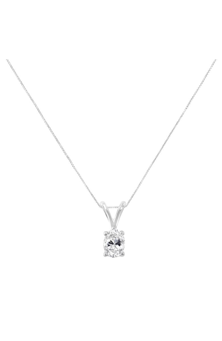 Haus of Brilliance IGI Certified 10KT White Gold Diamond Oval Pendant Necklace, Alternate, color, White