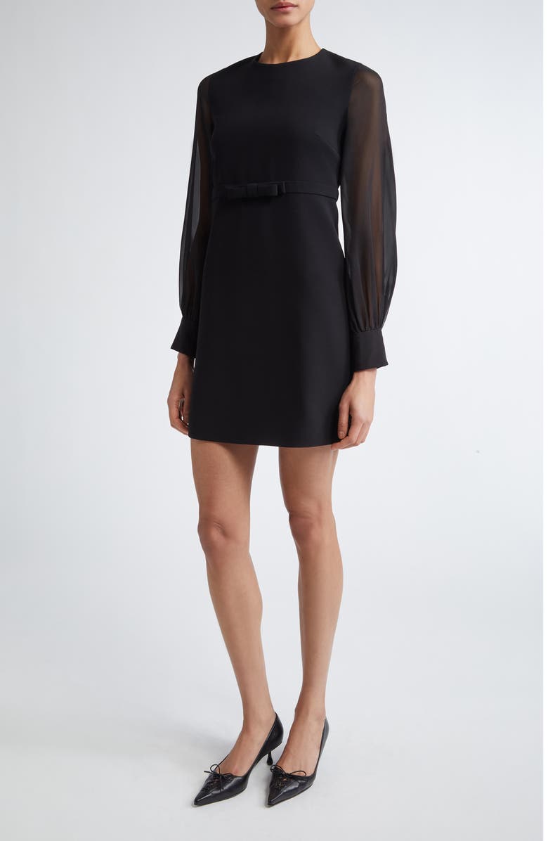 Max Mara Studio Ritmo Long Sleeve Mixed Media Minidress, Main, color, Black