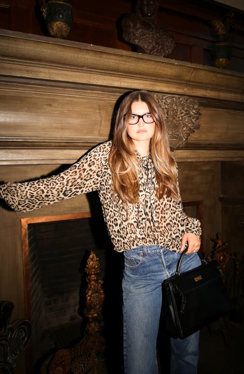 Wayf X Sara Walker Leopard Georgette Top In Animal Print