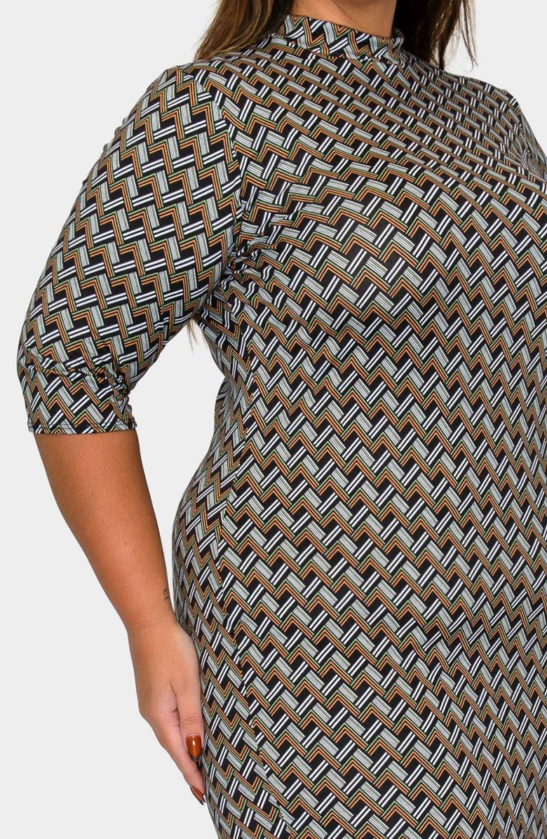 L I V D Gallarda Chevron Print Bodycon Midi Dress, Alternate, color, Black