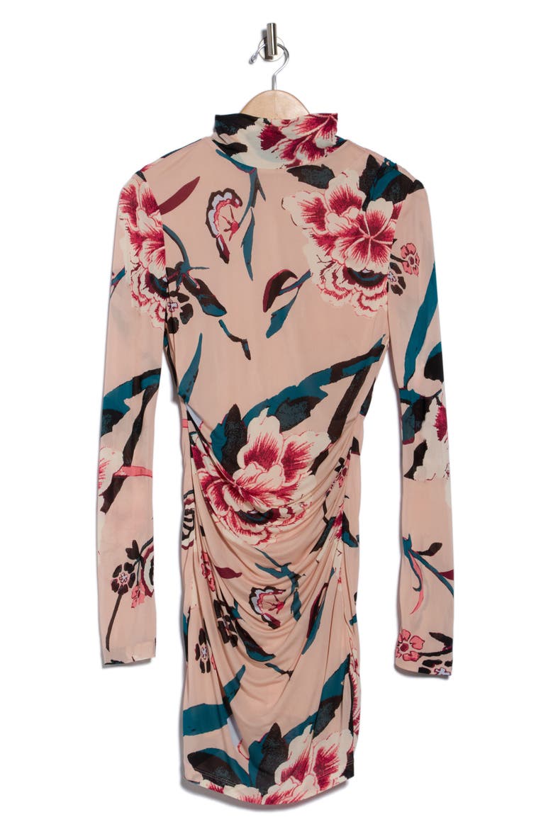 Lucy Floral Print Mock Neck Dress, Alternate, color, DANCING ROSE BARE