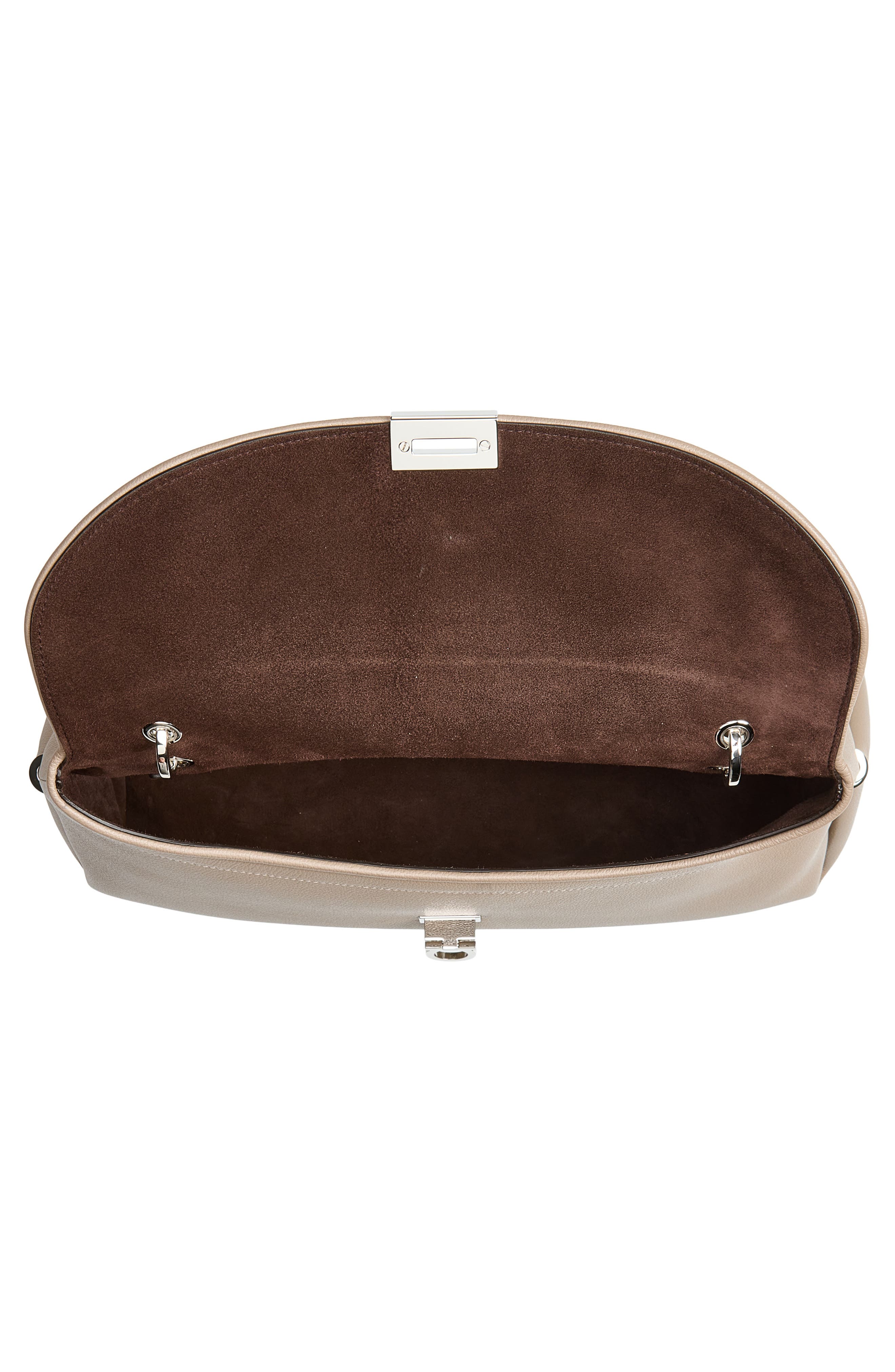 Gancio Leather Shoulder Bag, Alternate, color, WARM TAUPE T DI MORO
