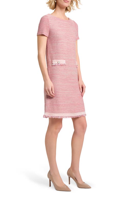 Misook Fringe-trim Melange Knit Shift Dress