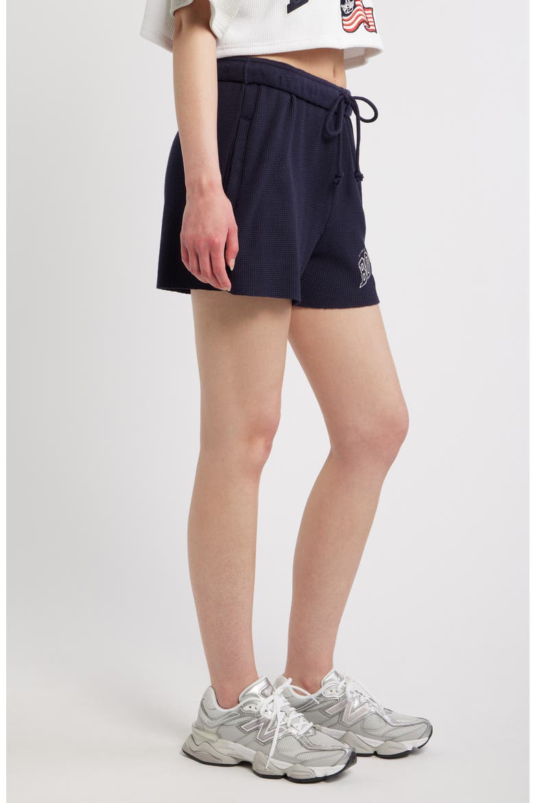 United States of Boys Lie Waffle Knit Shorts, Alternate, color, NAVY