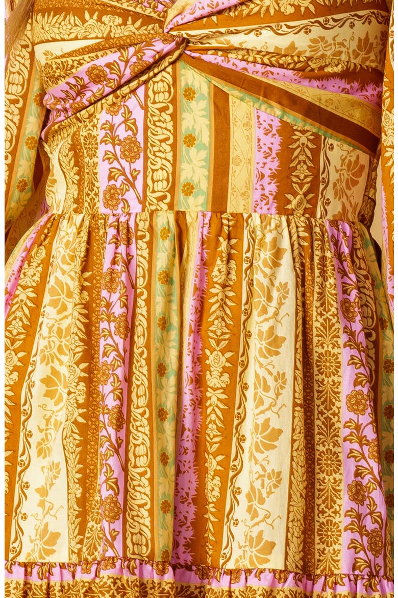 Puff Sleeve Print Minidress, Alternate, color, BROWN LAVENDER