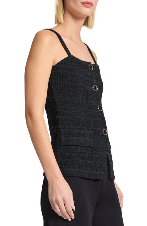 Misook Tonal Plaid Knit Tank In Black