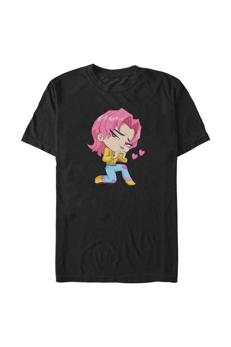 Men's Chibi Romance Heart Short Sleeve Graphic T-Shirt, Main, color, Black