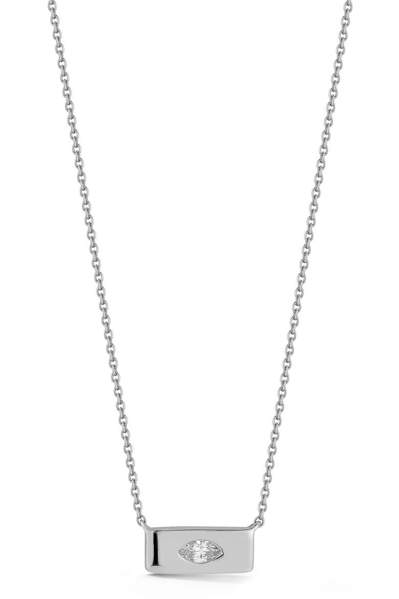 Alexa Jordyn Marquise Diamond Bar Pendant Necklace, Main, color, WHITE GOLD/ DIAMOND