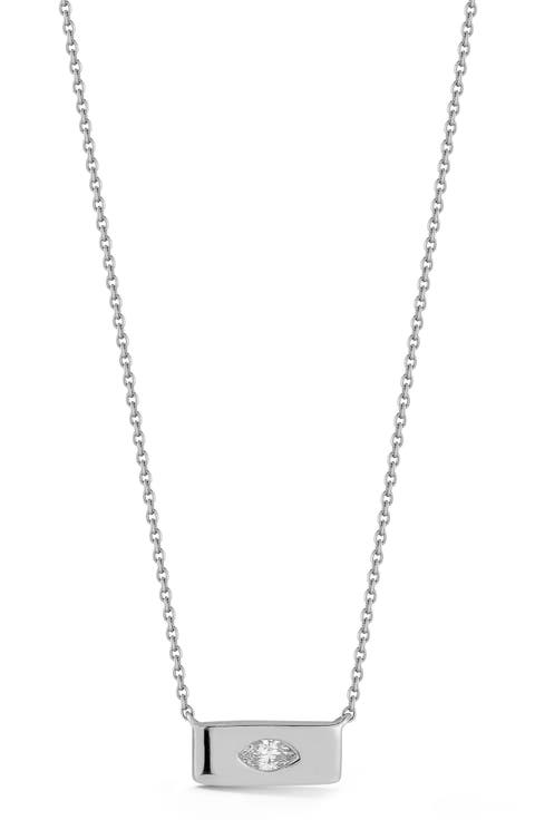 Alexa Jordyn Marquise Diamond Bar Pendant Necklace