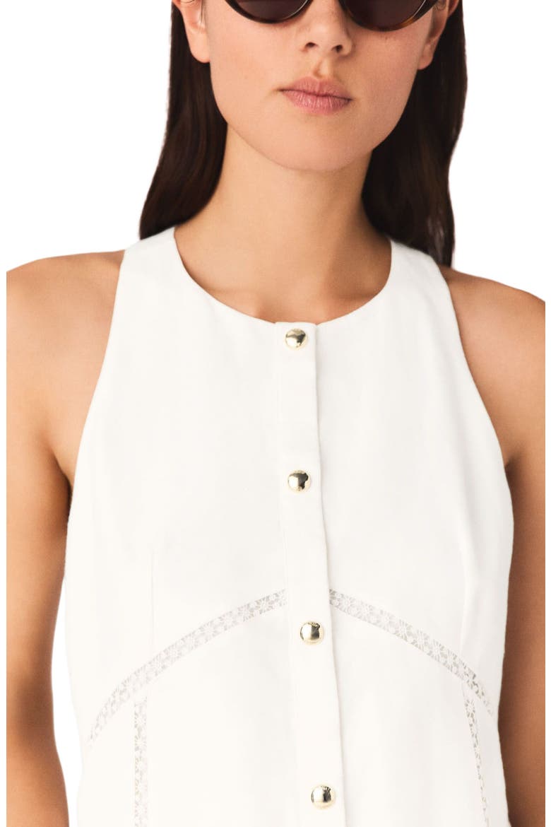 Embroidered linen-blend dress, Alternate, color, White