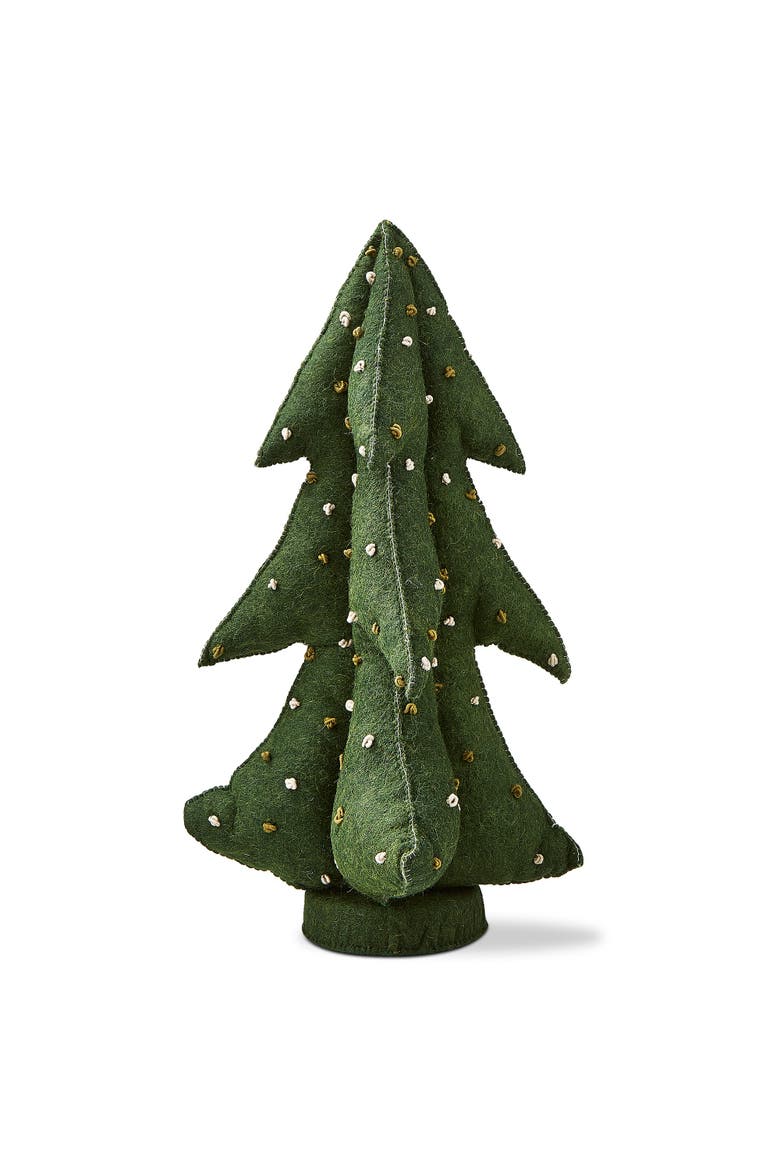 Large Dark Green French Knot Wool Tree Holiday Decor, Main, color, Green